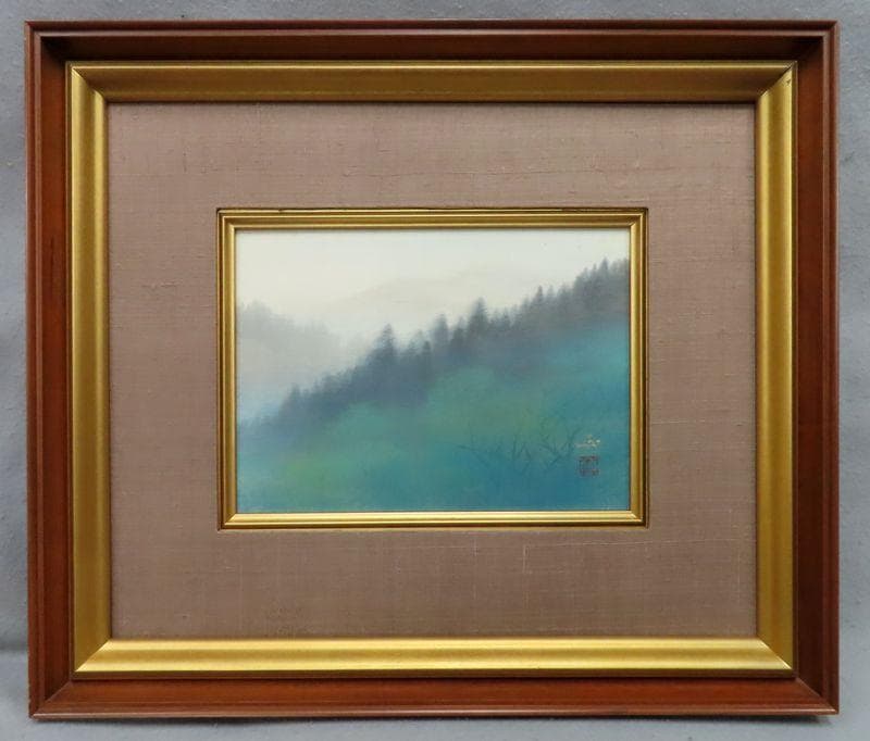 日本画　　河本正　『雨余』２号相当　共シール　【師：川端龍子　雨後】