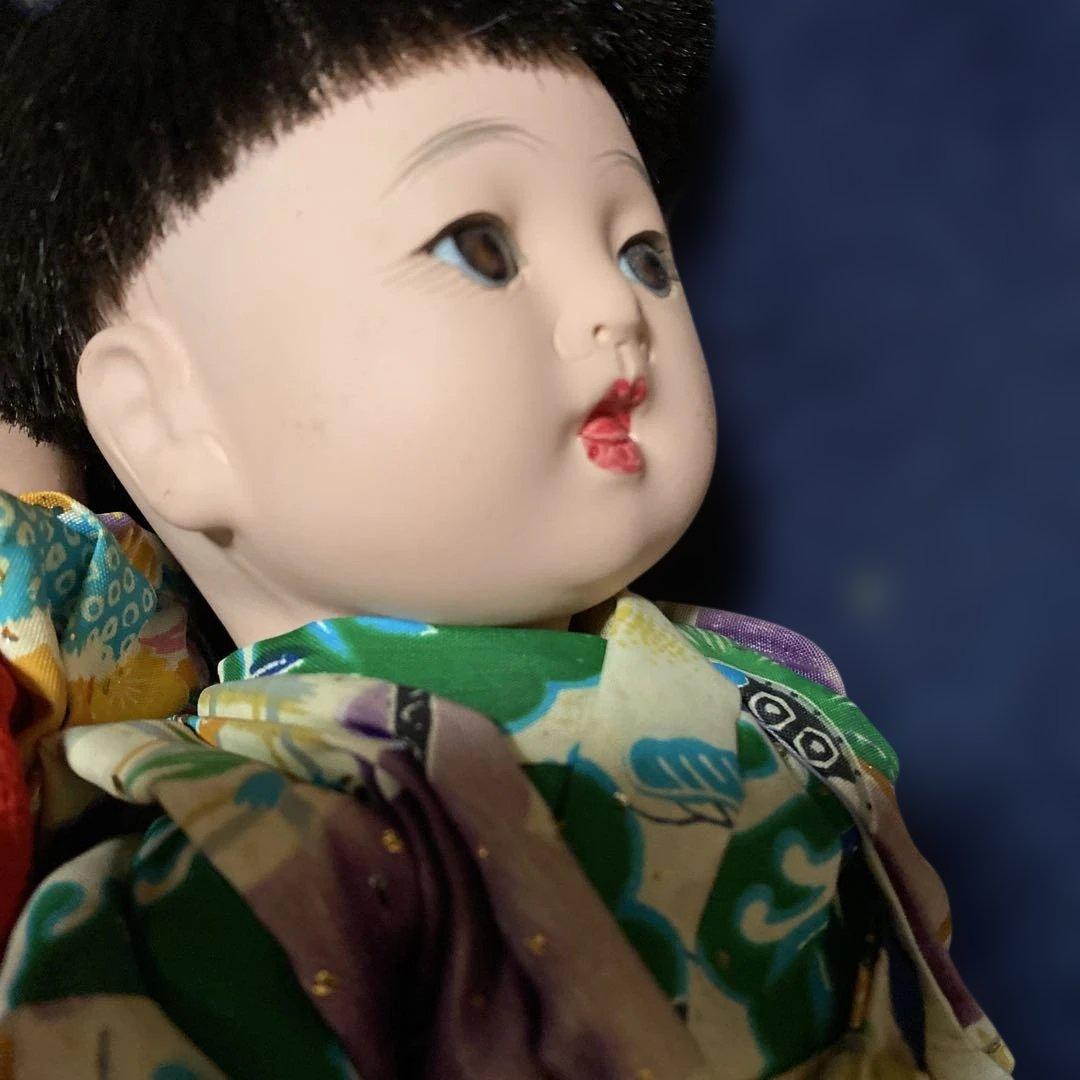 市松人形　幼人形　お座り人形　ペア　２体　昭和初期　２５ｃｍ