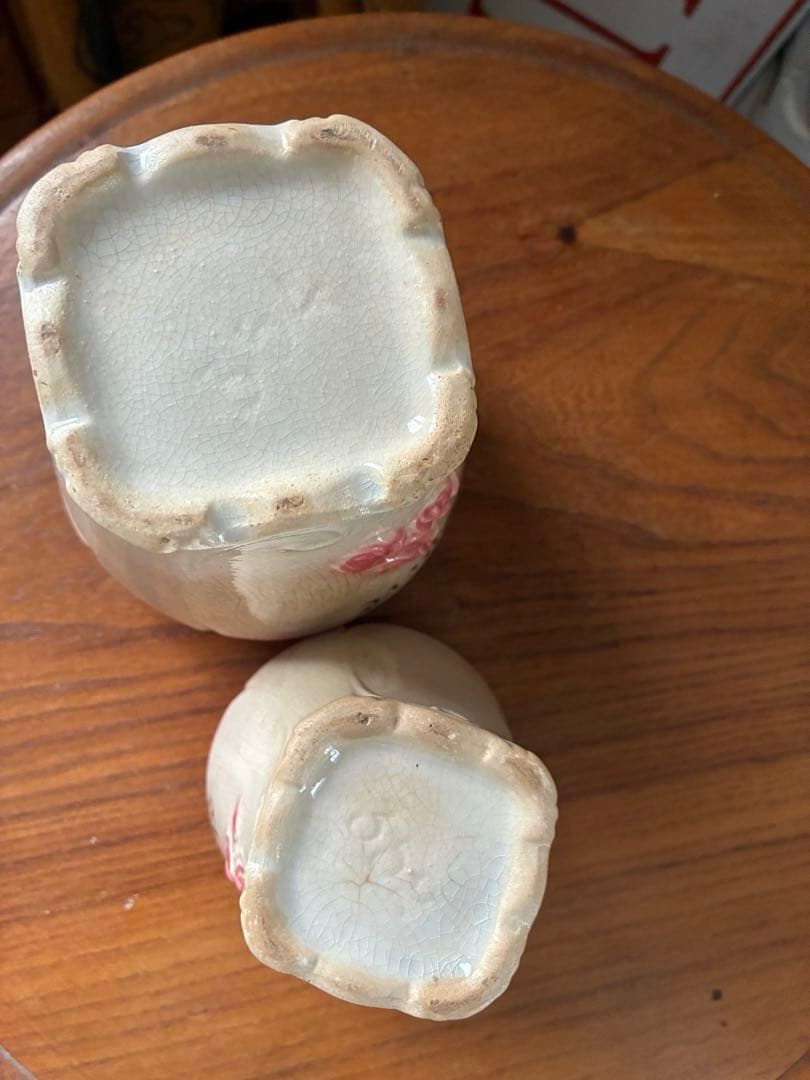 フランス　アンティーク　陶器　キャニスター　バルボティーヌ　ローズ　ピンクBレア