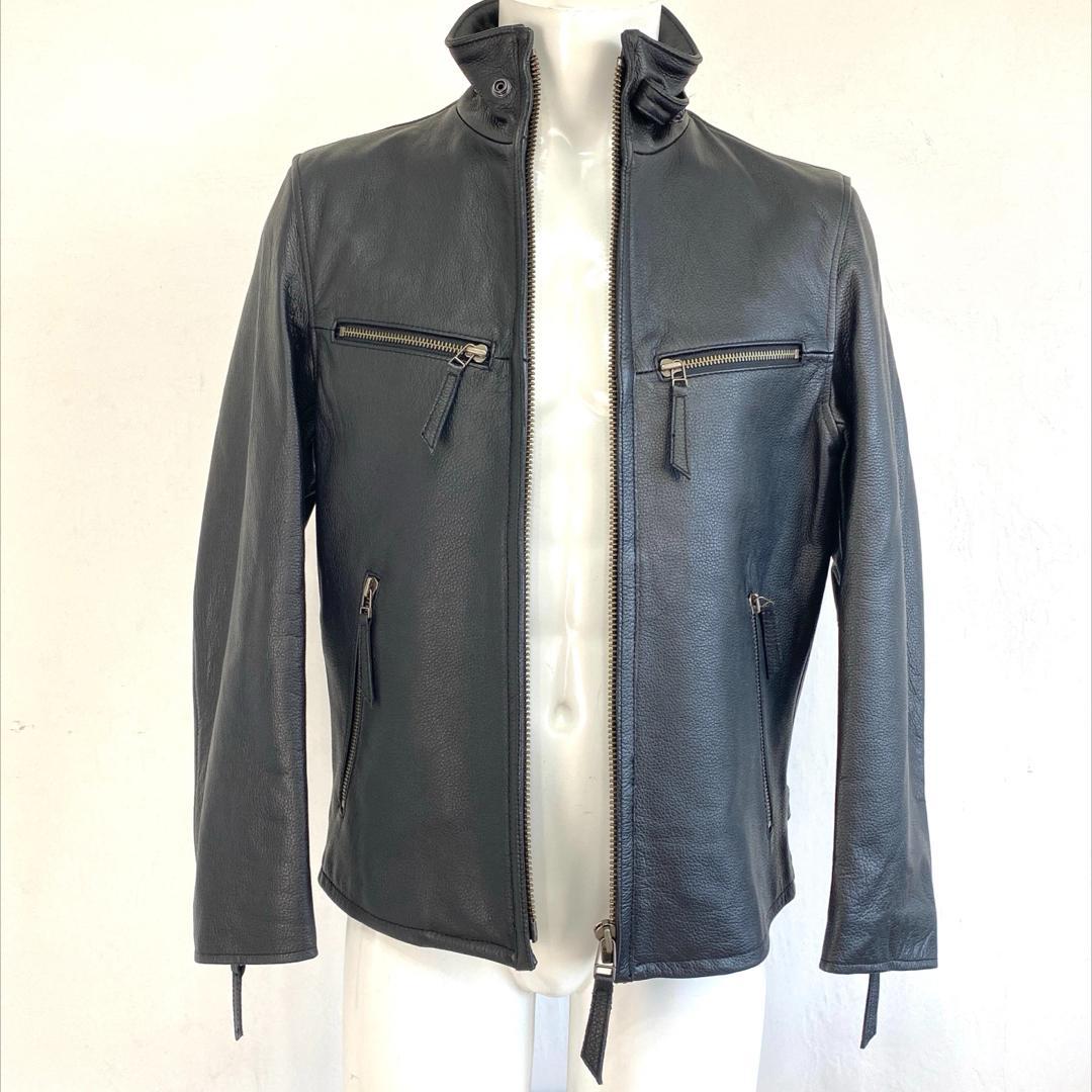 【即日発送】ブラック シングルライダース L レザージャケット 牛革 黒 メンズ