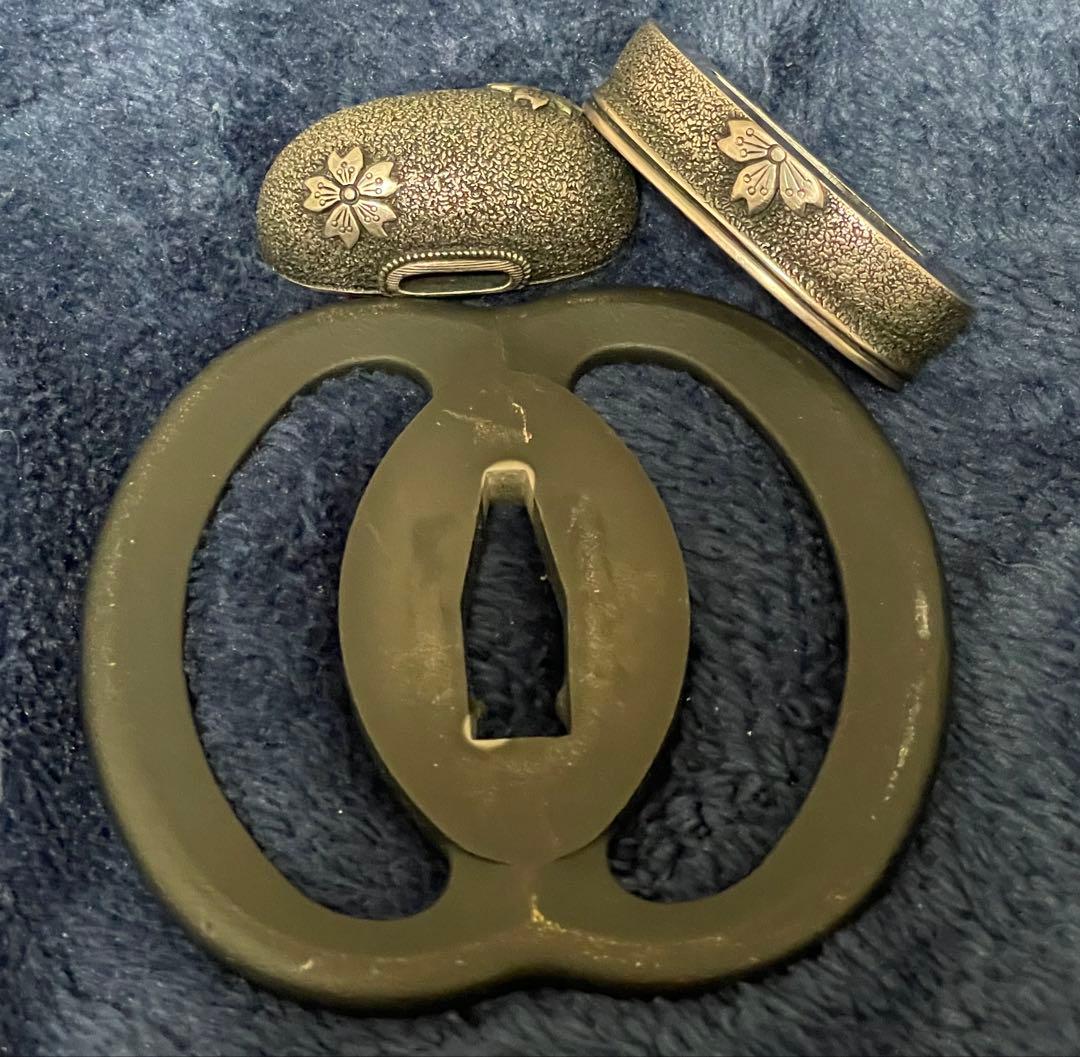 鍔 海鼠 宮本武蔵　桜・縁頭・銀古美　セット