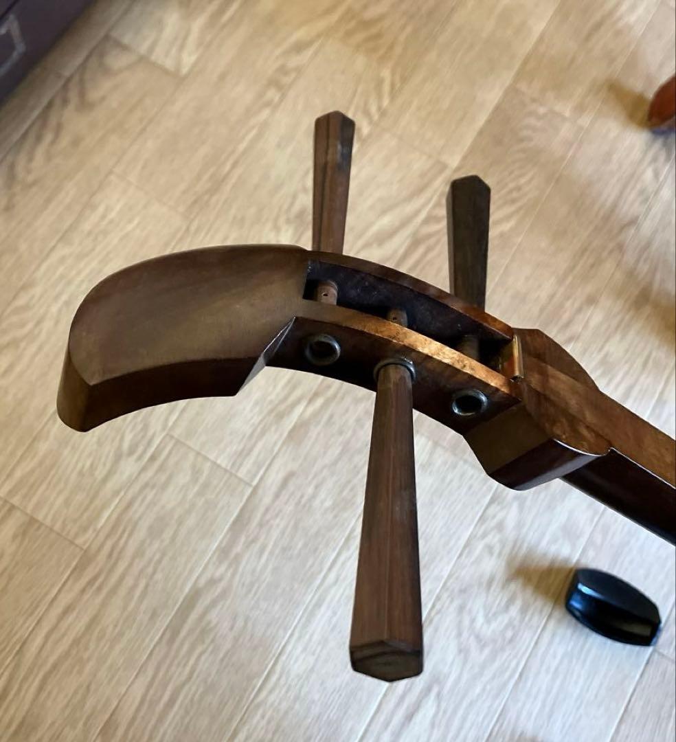 長唄・小唄三味線 銀細 綾杉洞 桑棹 かんべり修理済み 革両面張替済み