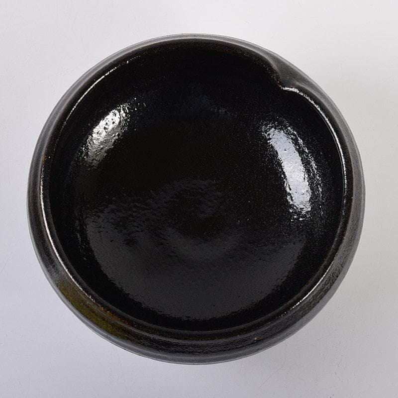 茶道具　芳幽軒　加藤石春作　黒楽菓子器　共箱　M　R7752