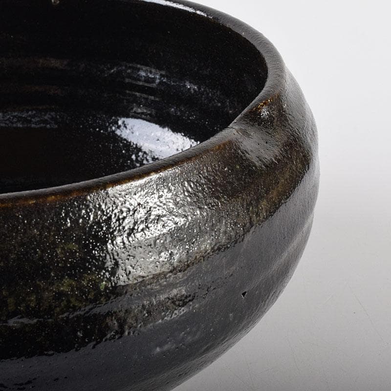 茶道具　芳幽軒　加藤石春作　黒楽菓子器　共箱　M　R7752