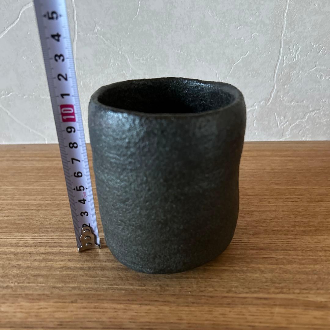 佐々木昭楽　楽焼窯　長次郎写風折　筒茶碗　茶道具