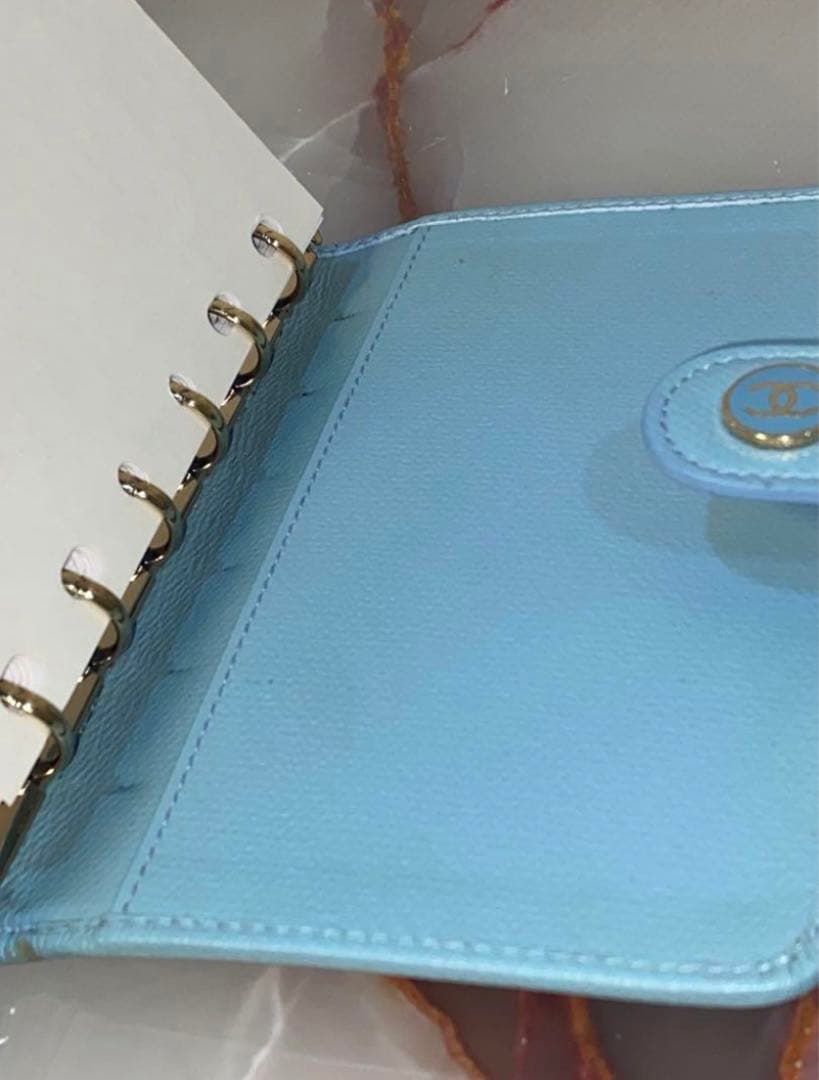 mumu 未使用 CHANELシャネル 水色レザー 手帳 希少色