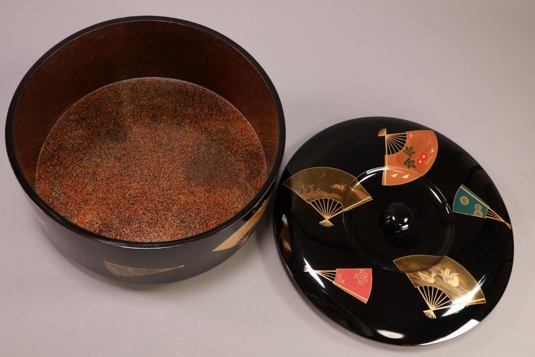 輪島塗　扇面金蒔絵　お櫃　はんがい　受け盆　お櫃台　会席　茶懐石　② BJ081