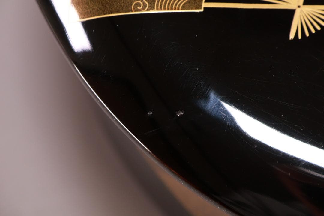 輪島塗　扇面金蒔絵　お櫃　はんがい　受け盆　お櫃台　会席　茶懐石　② BJ081