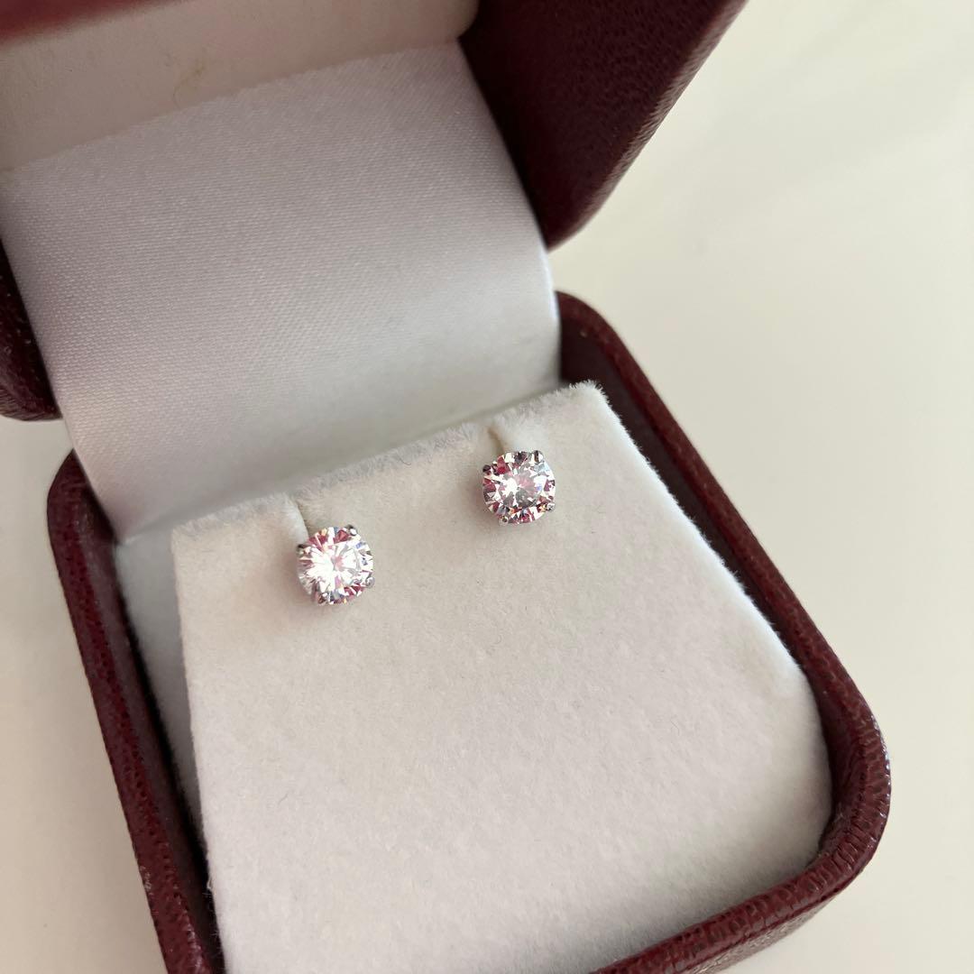 まさみ様用CZダイヤモンド スタッドピアス K14WG 14金 一粒ダイヤモンド