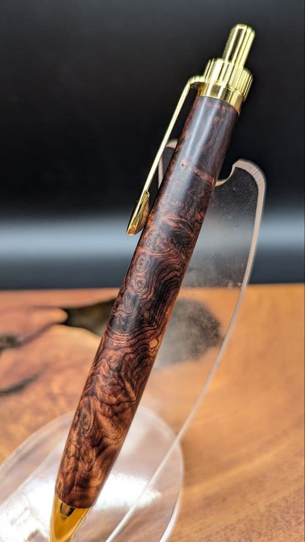 580超極上　ホンジュラスローズウッド　瘤杢　木軸シャーペン　ボールペン