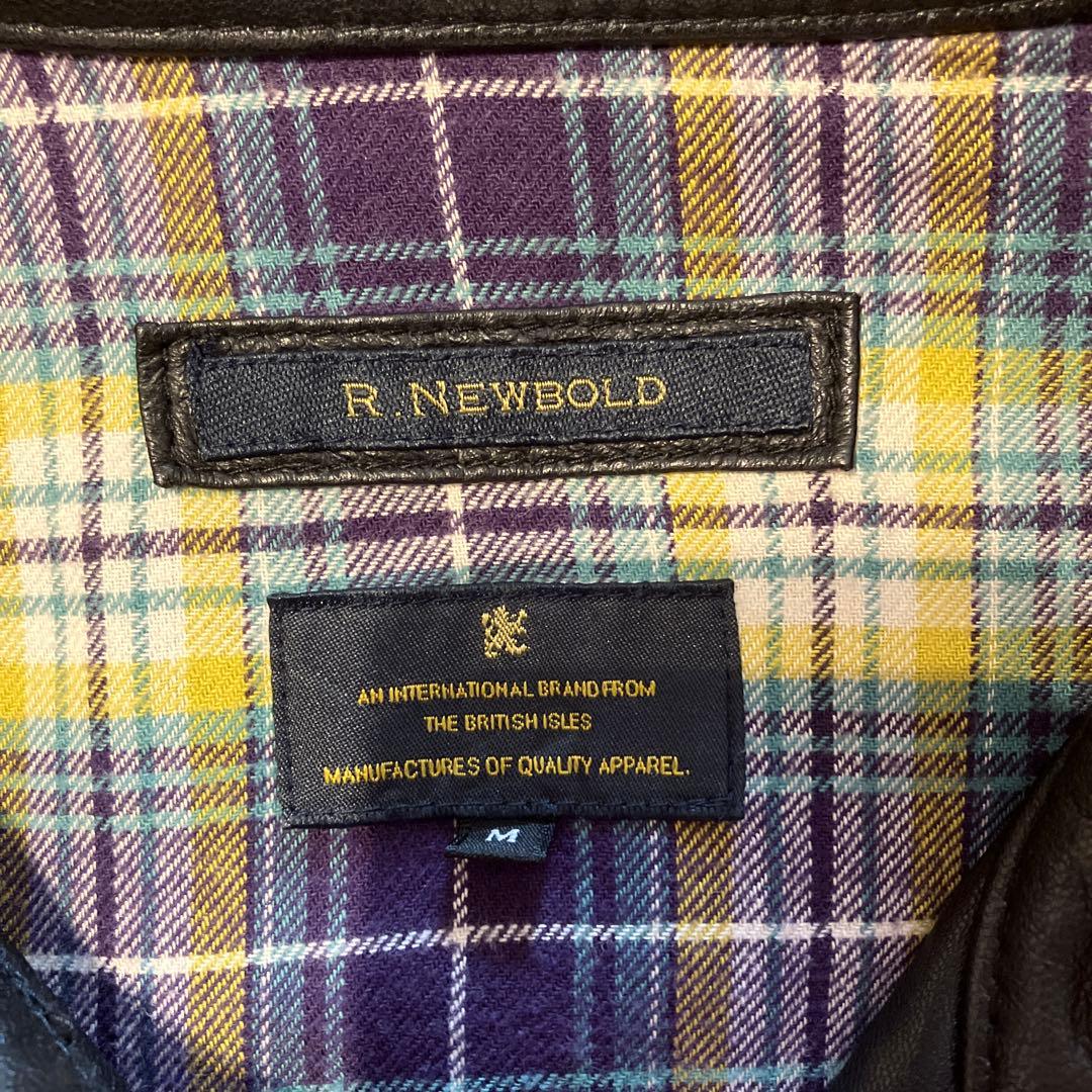 R. NEWBOLD ブラックレザーシングルライダースジャケット M