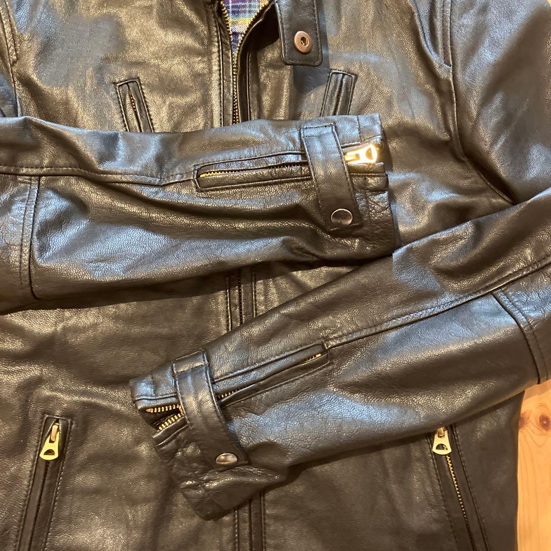 R. NEWBOLD ブラックレザーシングルライダースジャケット M