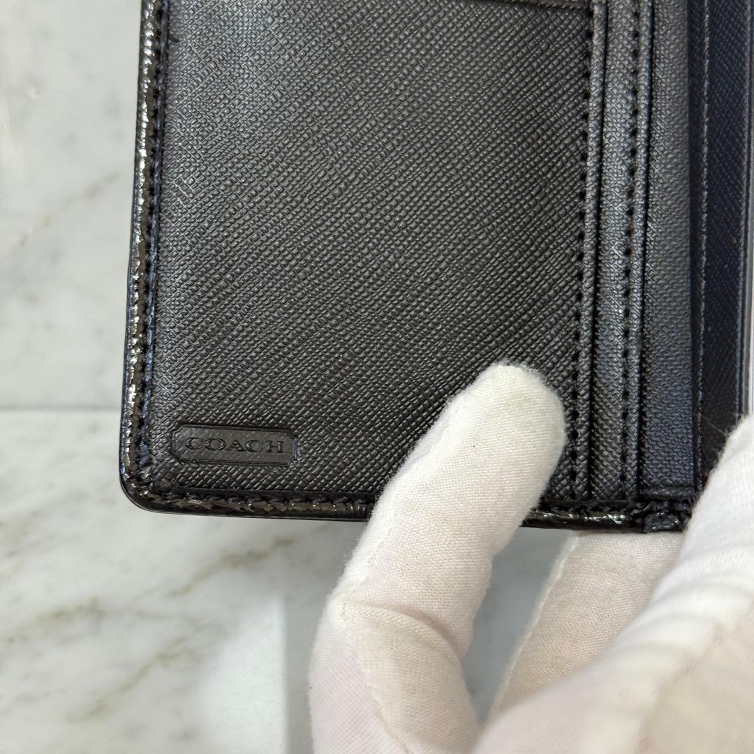 新品 未使用 COACH コーチ 二つ折り財布 ブラック 黒 本革 レザー