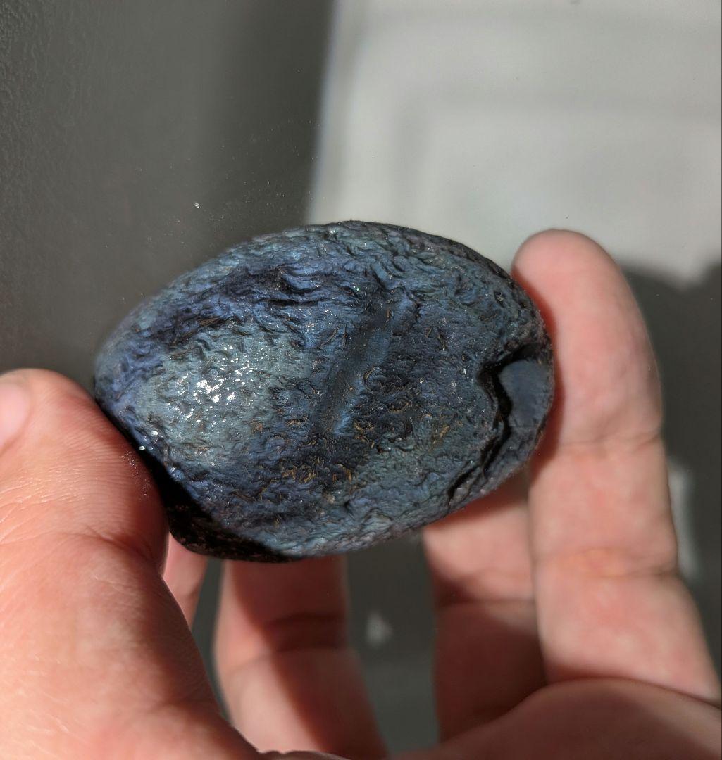 原石　十勝石玲瓏　ブルーベースレインボーオブシディアン　超特級品