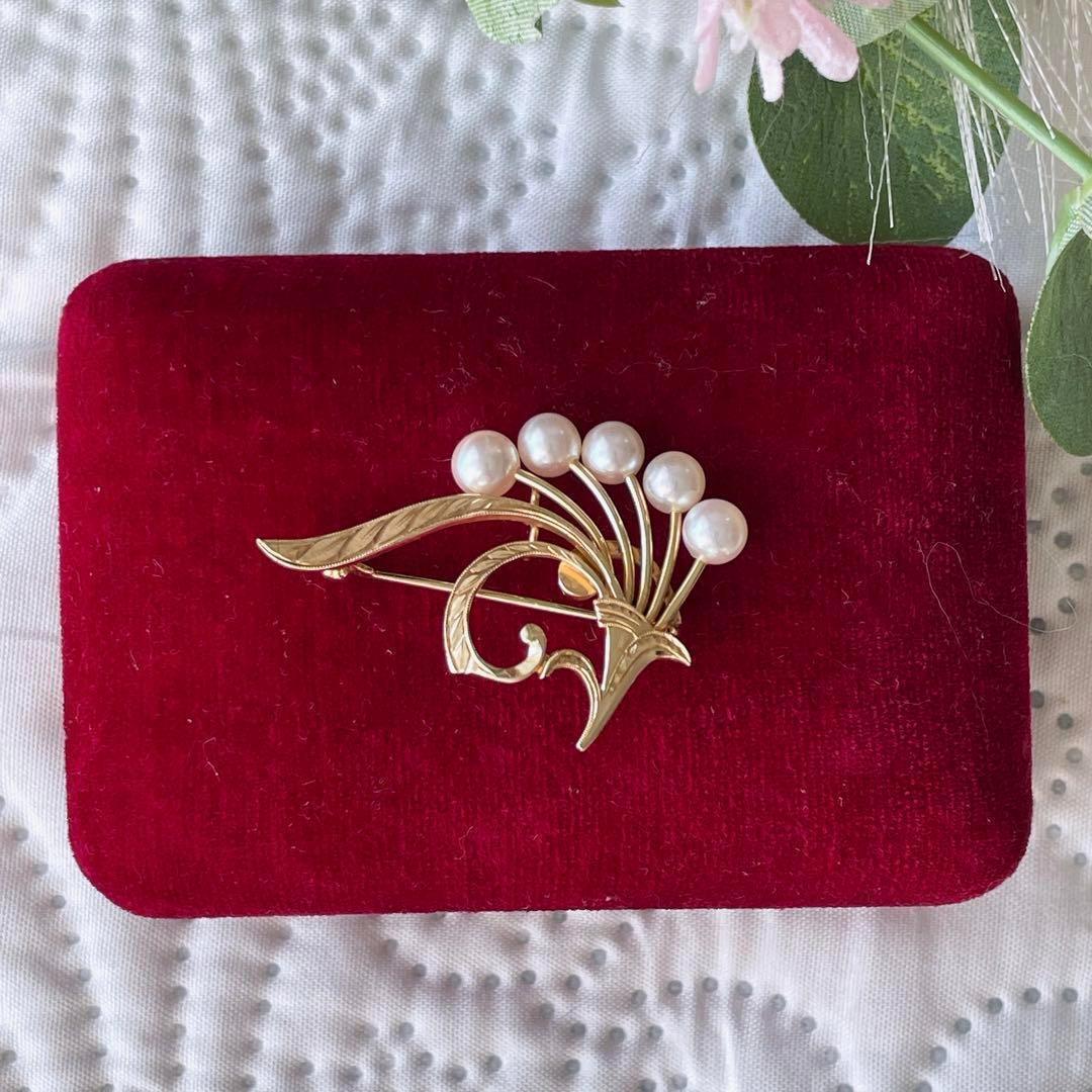 極美品 ミキモトMIKIMOTO パール ブローチ ゴールド K14 人気
