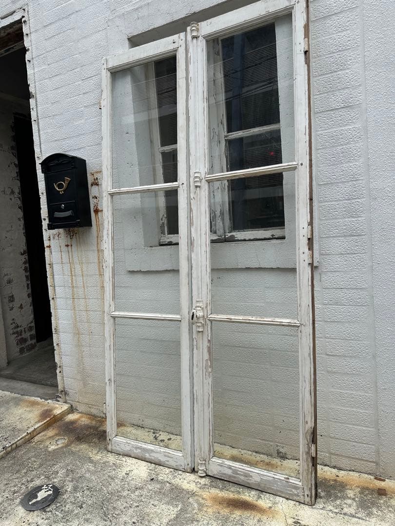 木製アンティーク窓 ガラス入り ホワイト