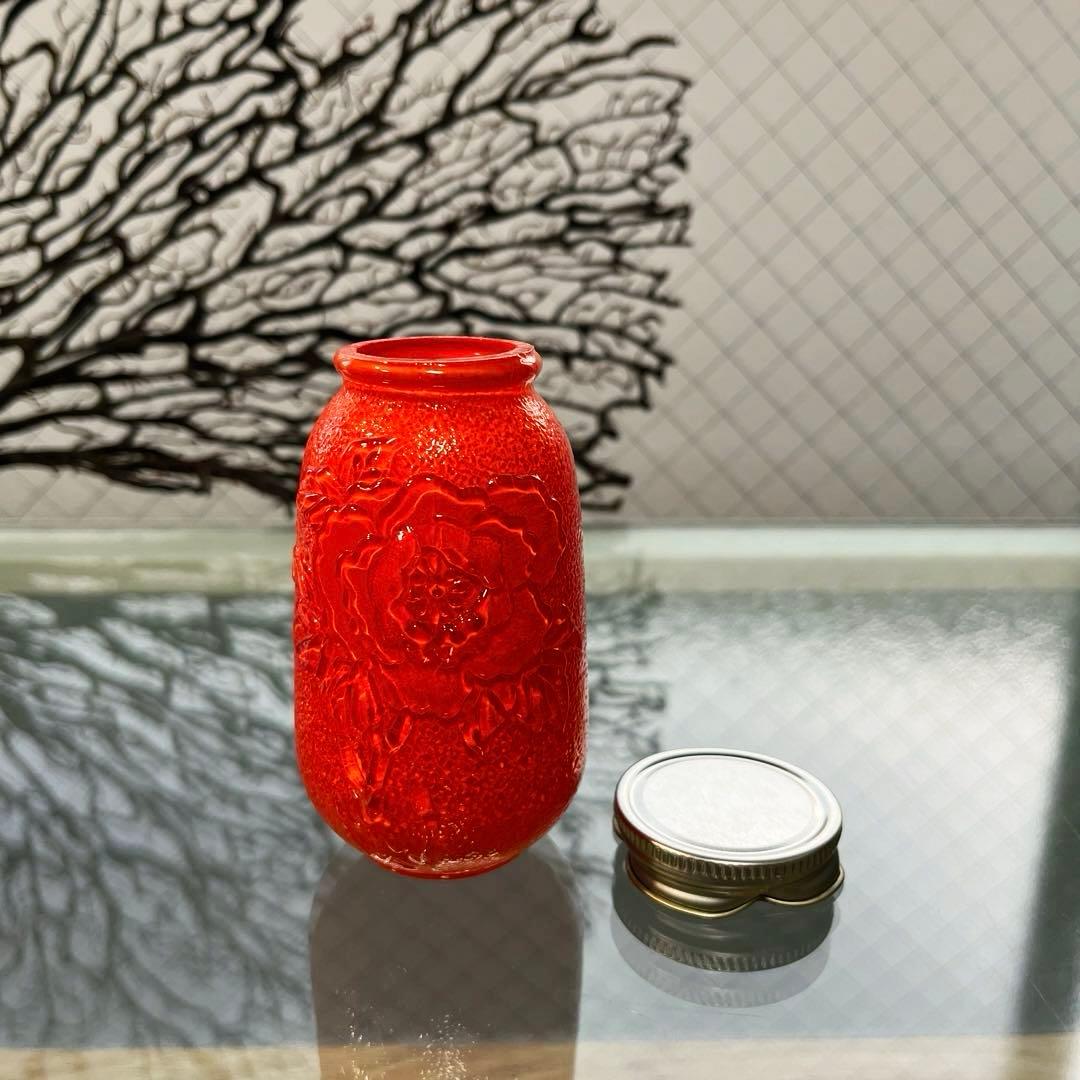 骨董　時代ガラス　超希少　瓜型　牡丹エンボス　飴屋瓶　金平糖瓶　菓子瓶