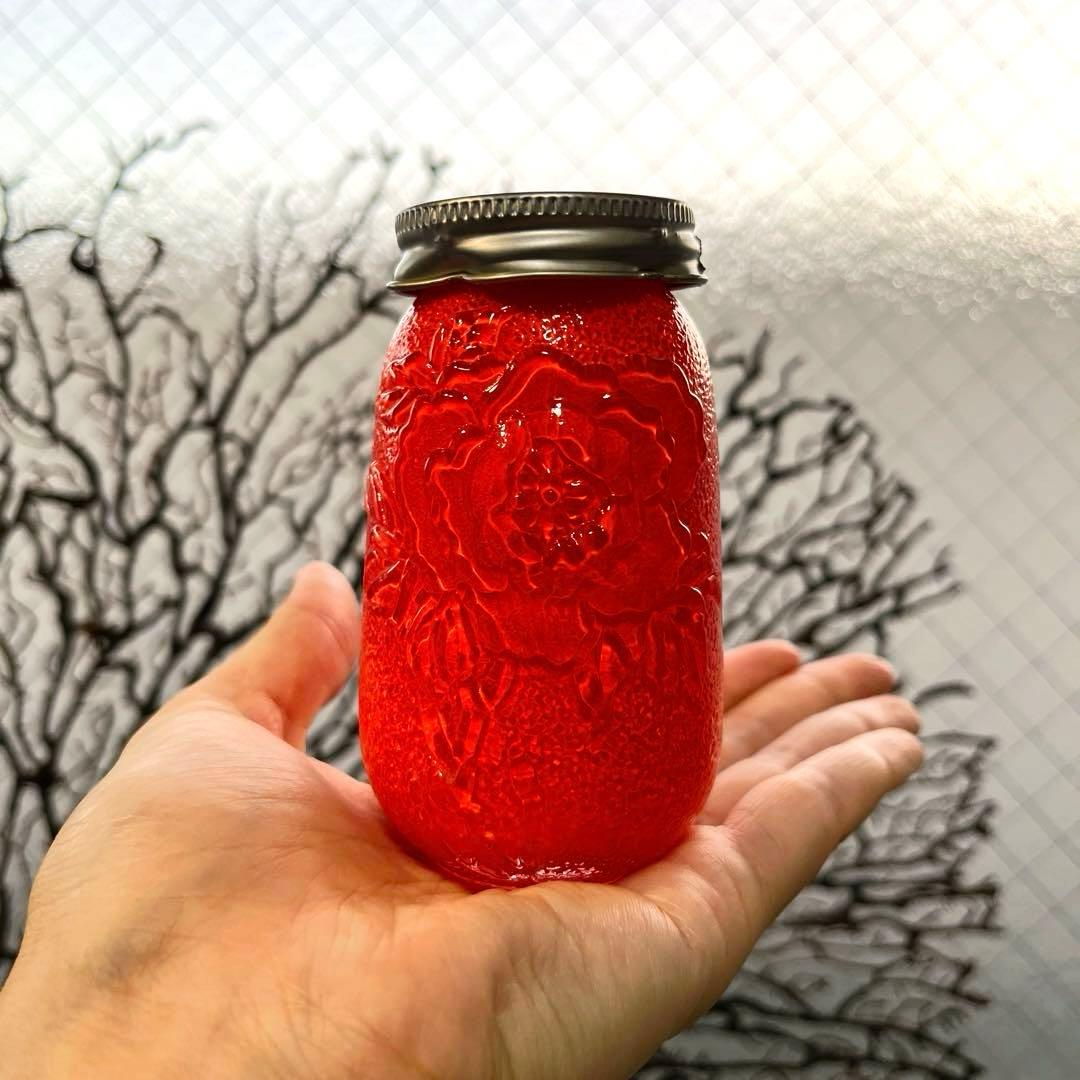 骨董　時代ガラス　超希少　瓜型　牡丹エンボス　飴屋瓶　金平糖瓶　菓子瓶