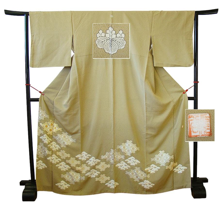 ロング寸 作家物 極上一越地 金彩加工染 色留袖・訪問着（正絹）仕立上りD666