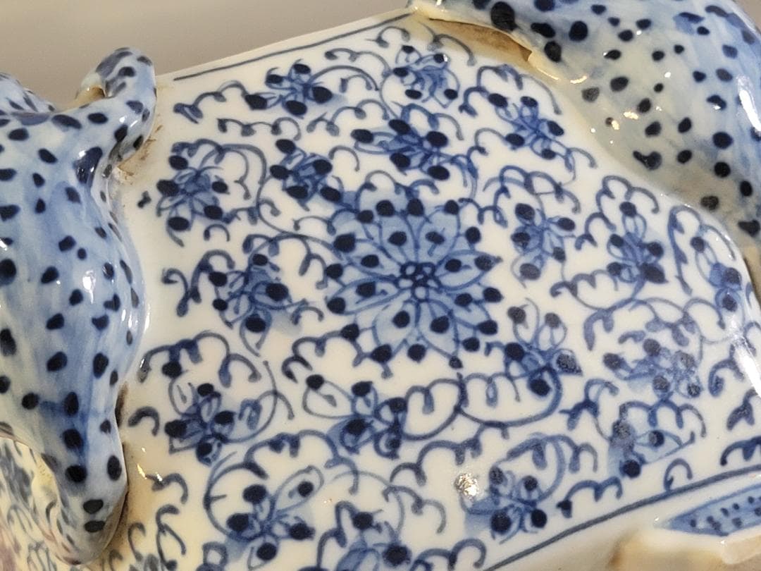 中国 染付 四方蝦蟇 筆洗 DT745