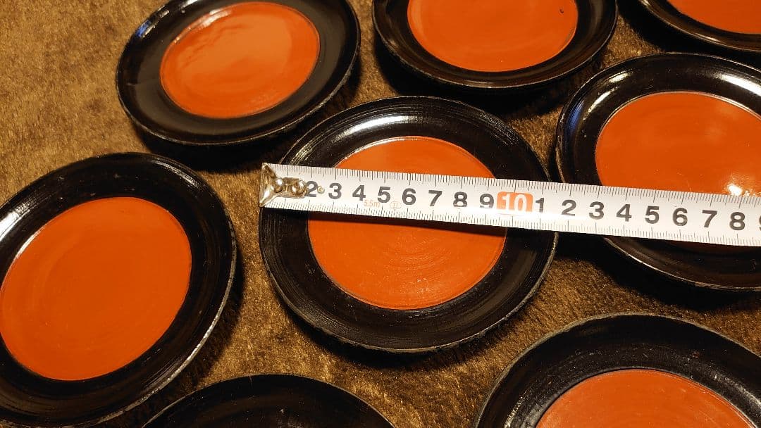 輪島塗　漆器　朱塗　栗色　豆皿　菓子皿　台皿　蔵出し　１０客