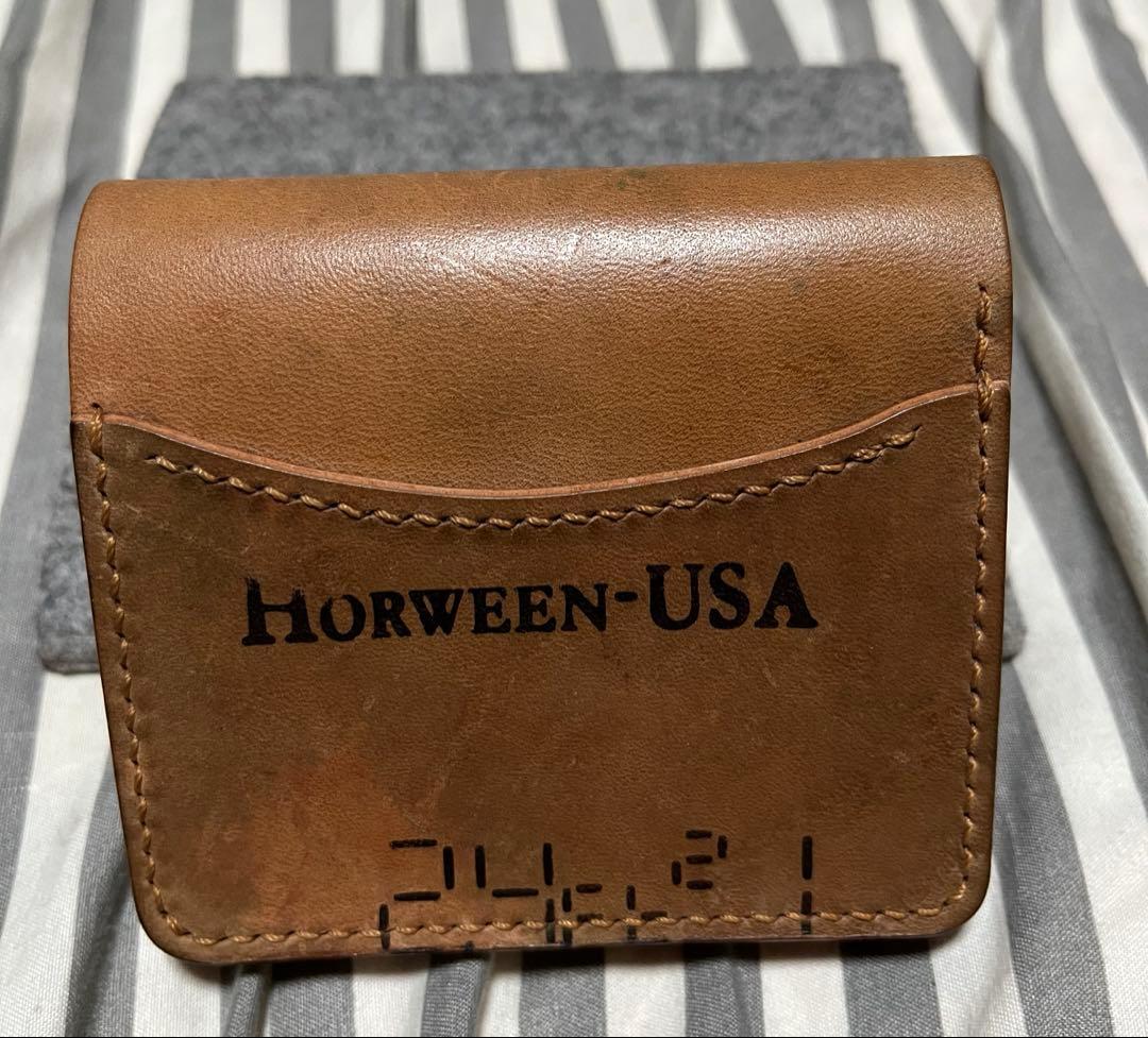 ぎ*ん様 ミニウォレットホーウィン社製シェルコードバンマーブルダークコニャック