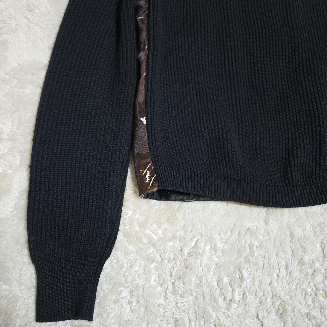 超希少 エンポリオアルマーニ ブラックポニー ハラコ毛皮 セーター ジャケット