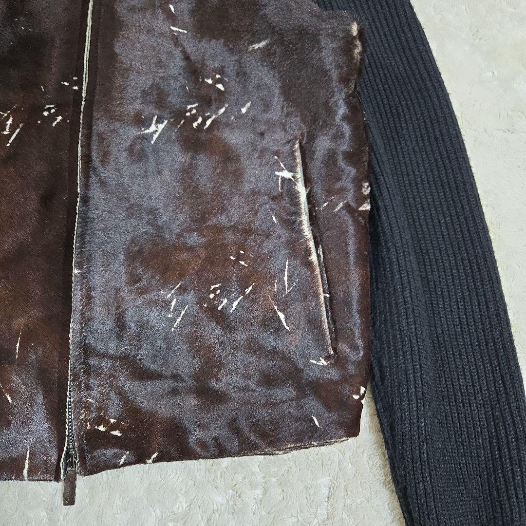 超希少 エンポリオアルマーニ ブラックポニー ハラコ毛皮 セーター ジャケット