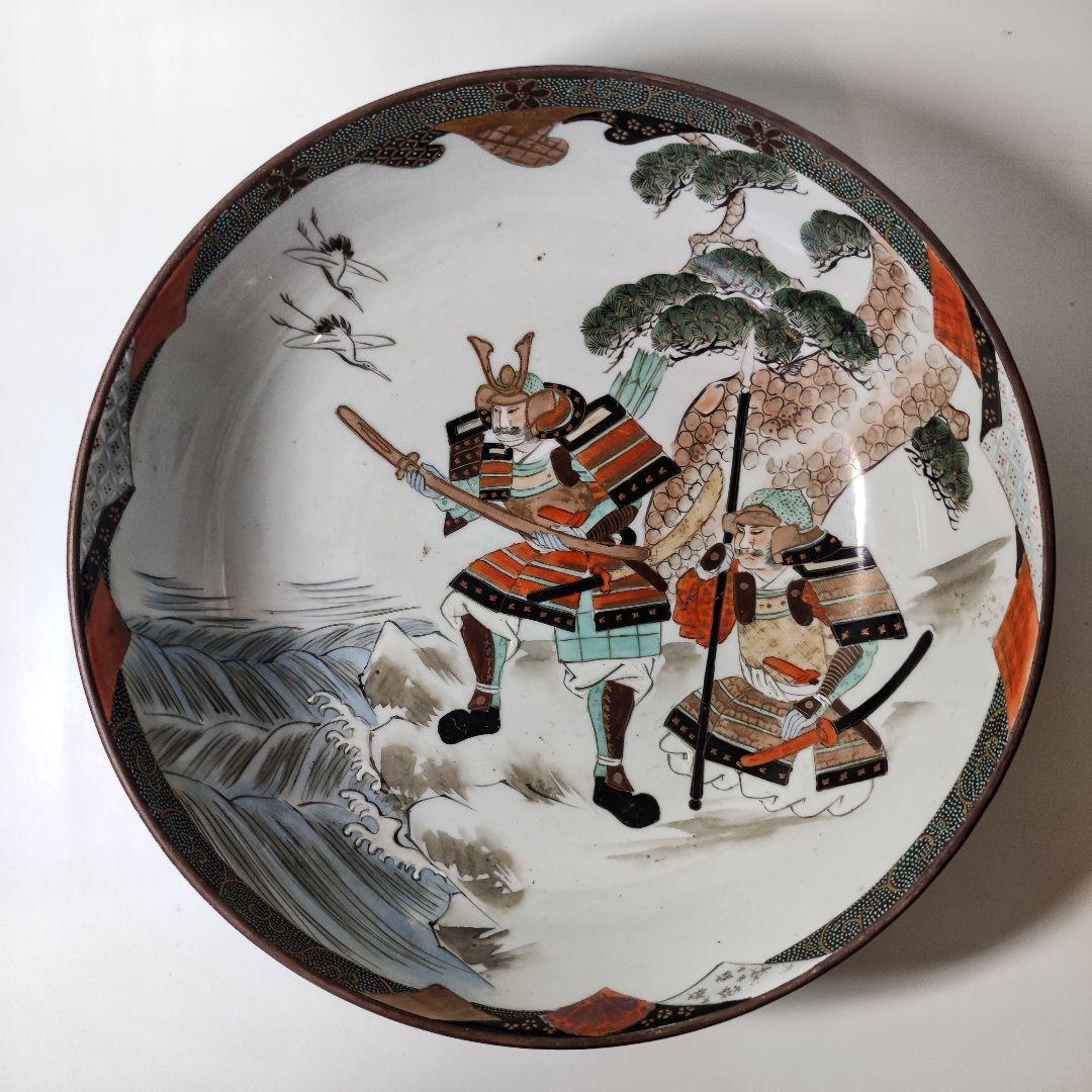 九谷焼　細密武者絵図大三ツ鉢　明治時代