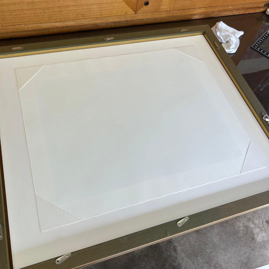 リトグラフ　額装　鳥