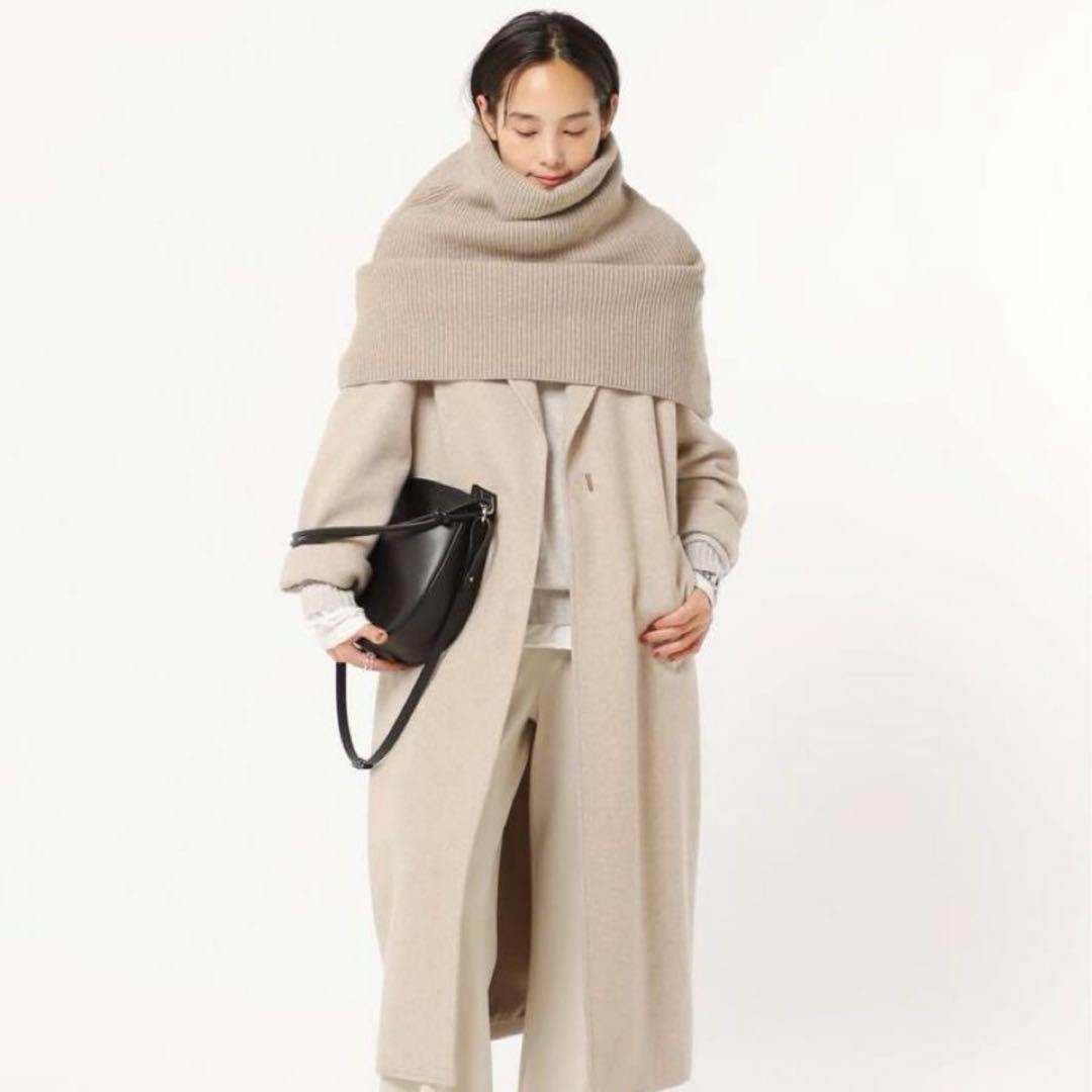 AP STUDIO 23SS リブニットケープ ベージュ スヌード カシミヤ混