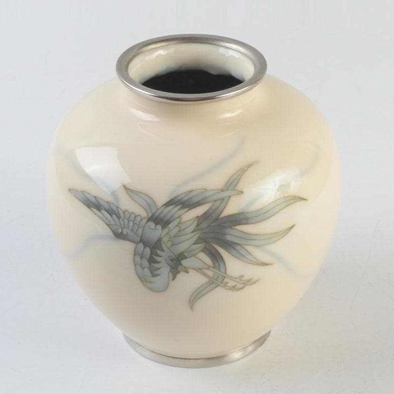 七宝焼　鳳凰文瓶　花瓶　在銘　V　9368