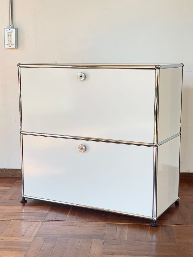 USM ハラー 1列 2段 ドロップダウン キャビネット ピュアホワイト