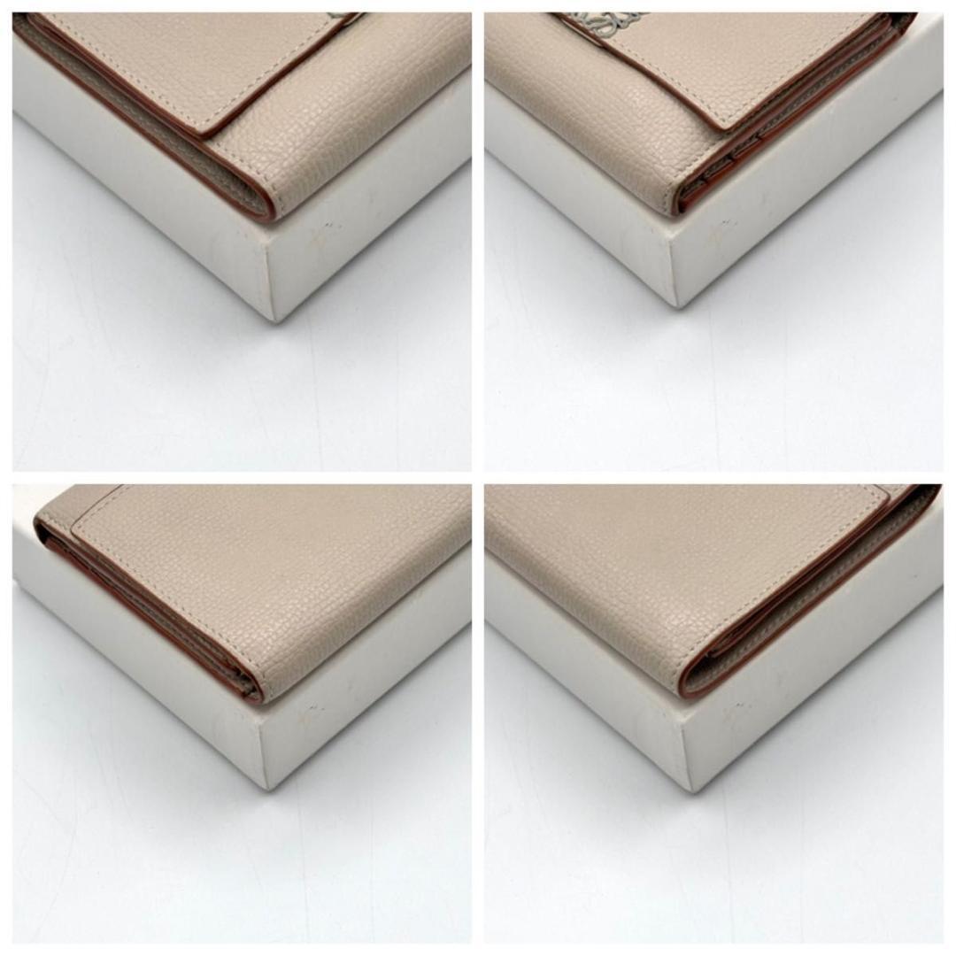 美品 箱袋付属 ロエベ 三つ折り財布 アナグラム ベージュ コンパクト 小銭入れ