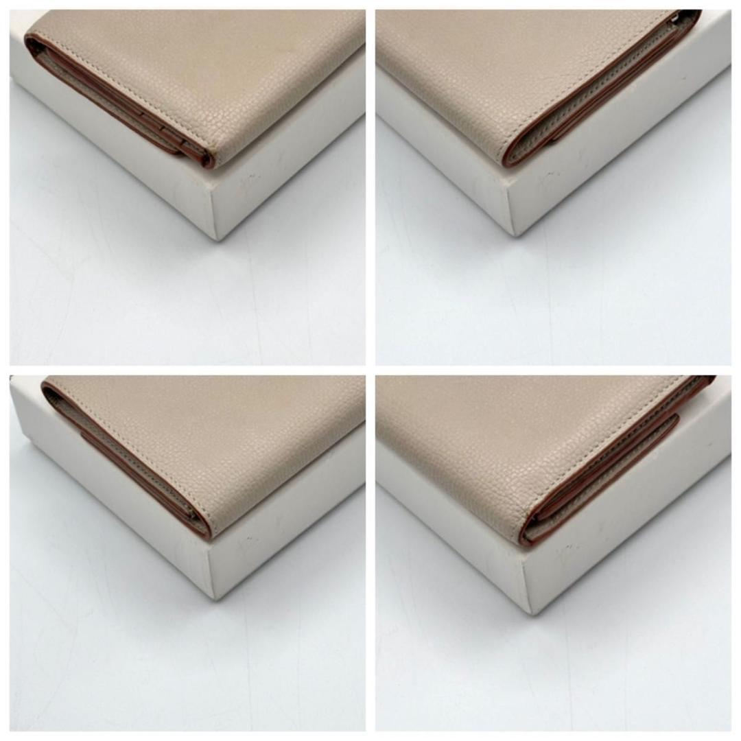 美品 箱袋付属 ロエベ 三つ折り財布 アナグラム ベージュ コンパクト 小銭入れ