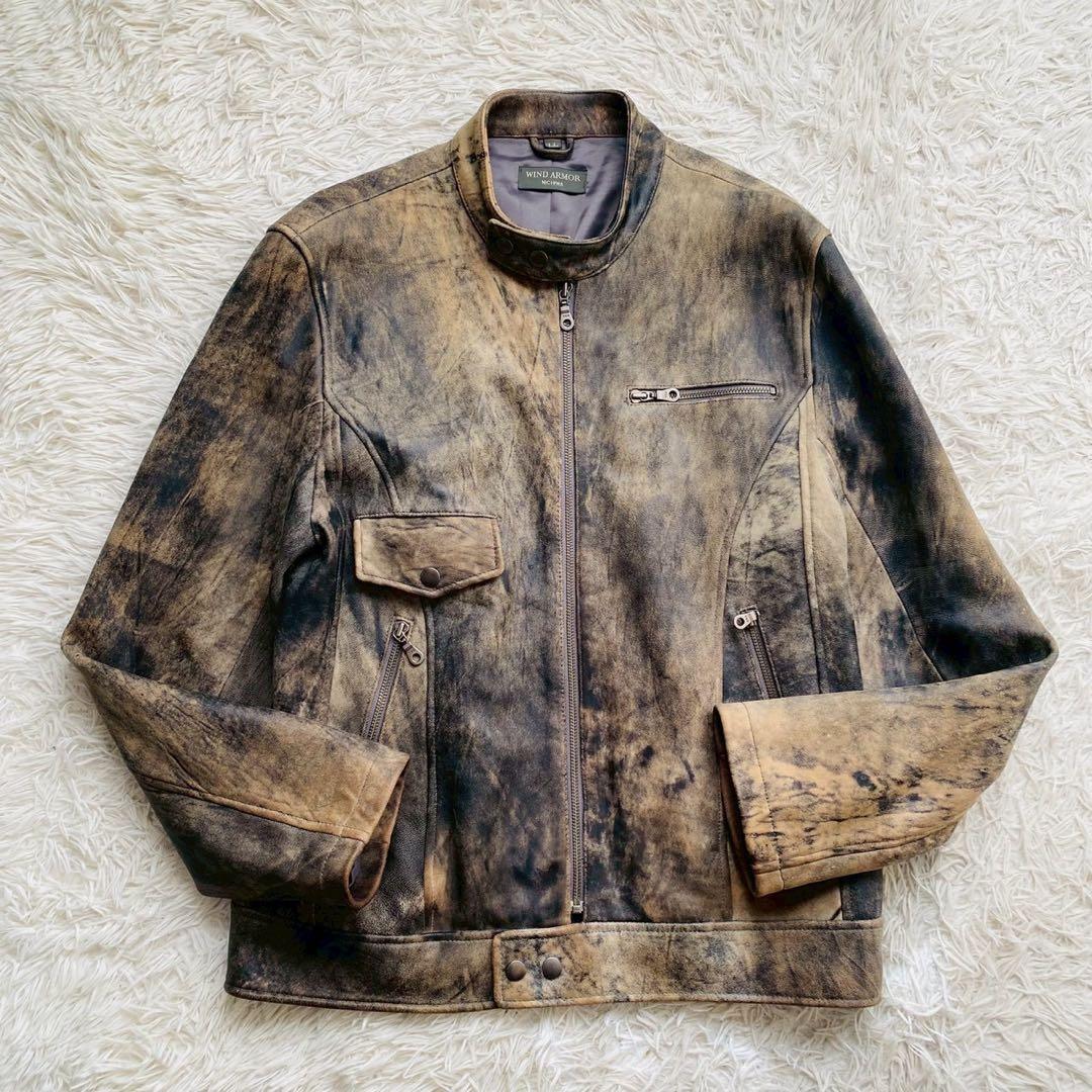 ウィンドアーマー●最上級イタリアンラムレザー●シングルライダースジャケット XL