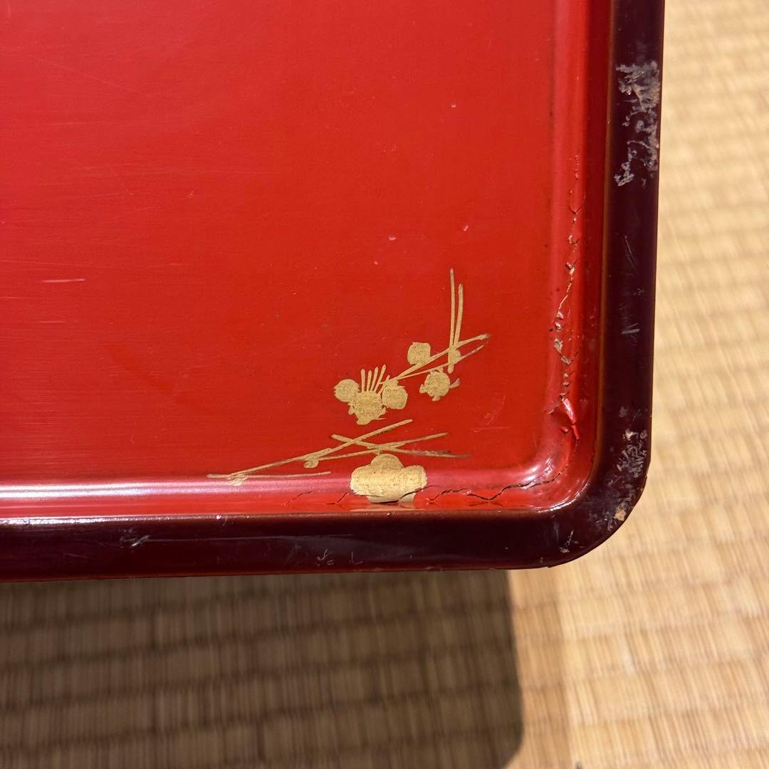 溜塗 堅地 螺鈿 蒔絵 総和台 お膳台 3段重 入れ子式/お重台木製大正昭和輪島