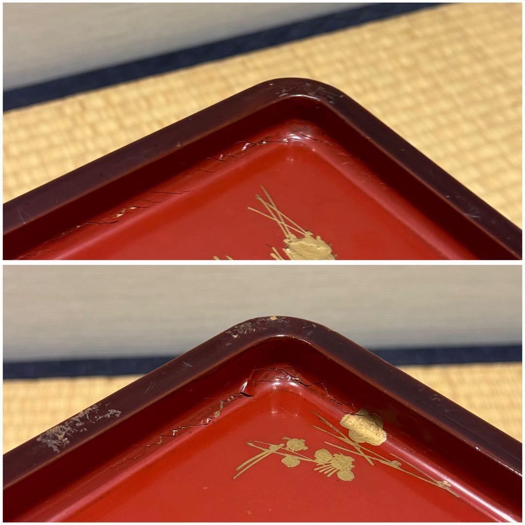 溜塗 堅地 螺鈿 蒔絵 総和台 お膳台 3段重 入れ子式/お重台木製大正昭和輪島