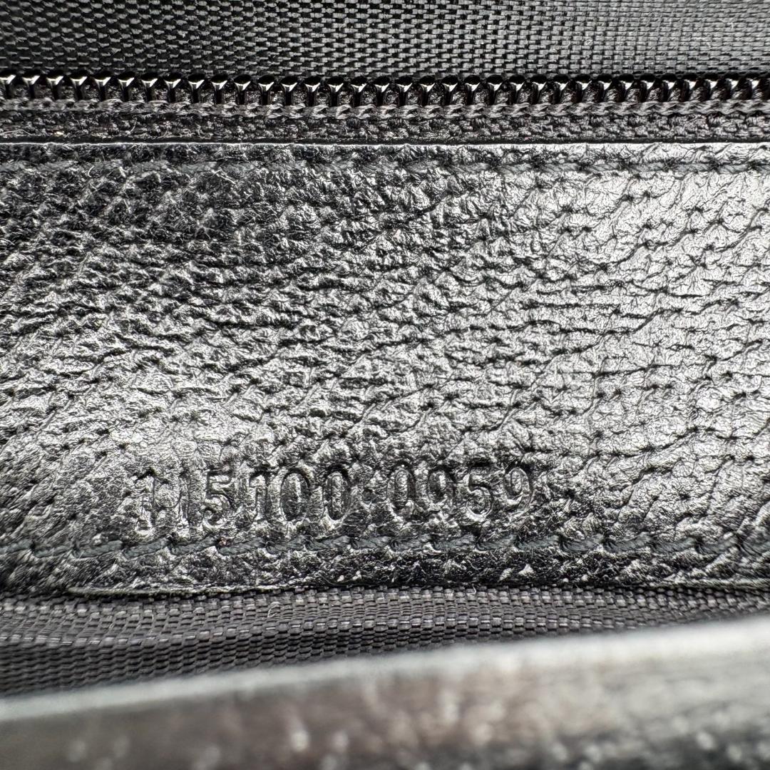 【美品】GUCCI グッチ三つ折り財布 GGキャンバス ブラック レザー がま口