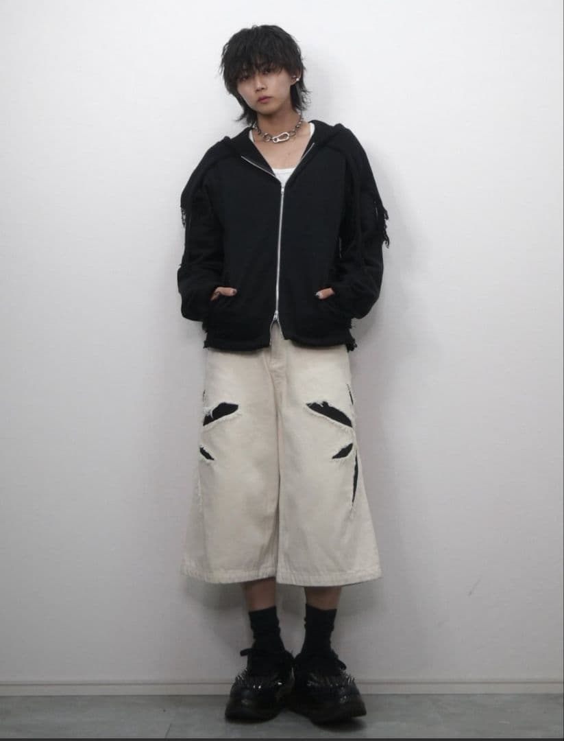 GRANCY ニットレイヤード ジップパーカー　Lサイズ