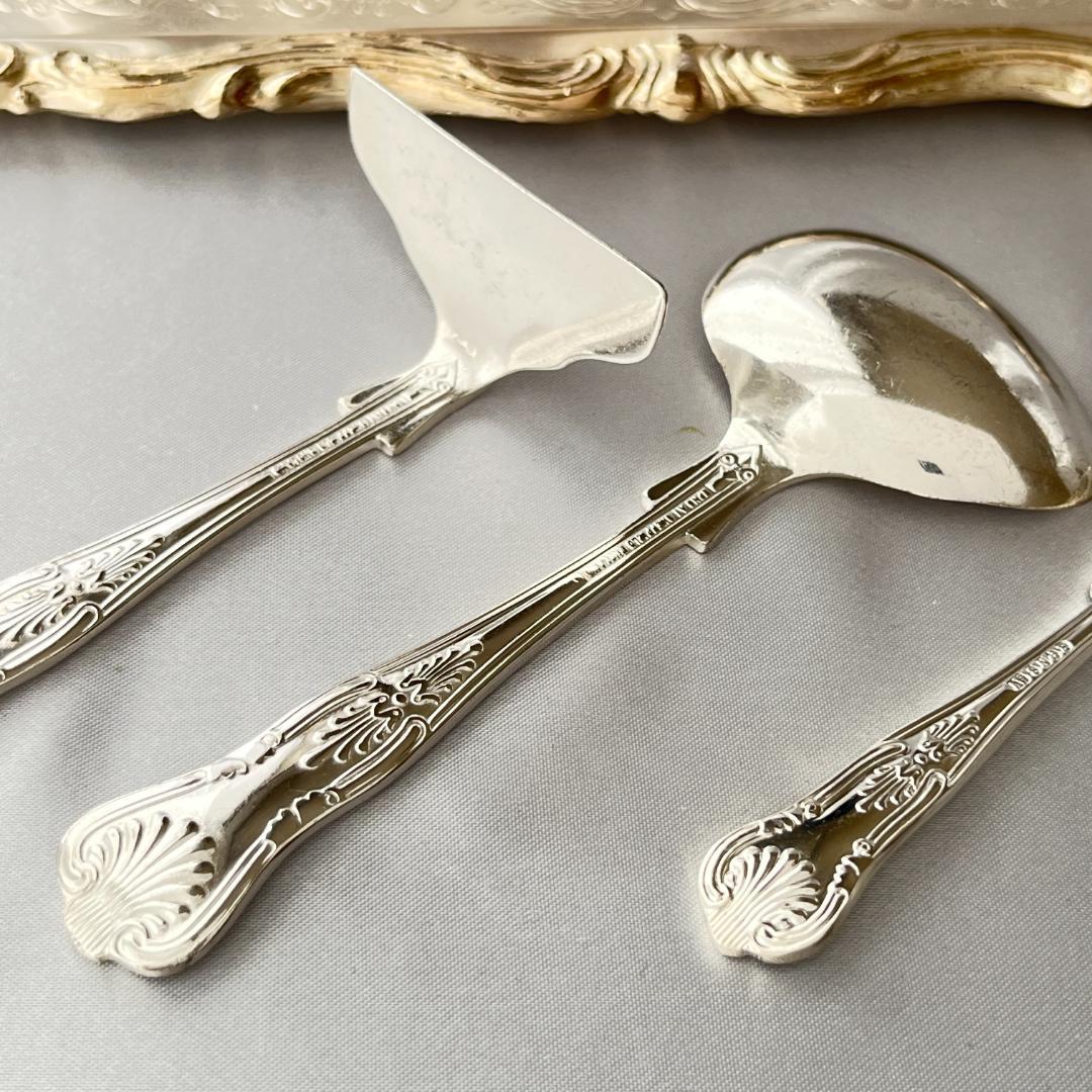 【英国】 キングスパターン ミニサーバー 3本【シルバープレート】