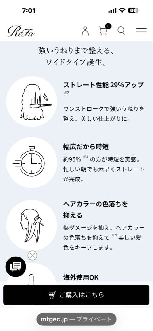 ReFa POWER STRAIGHT IRON PRO シルバー/