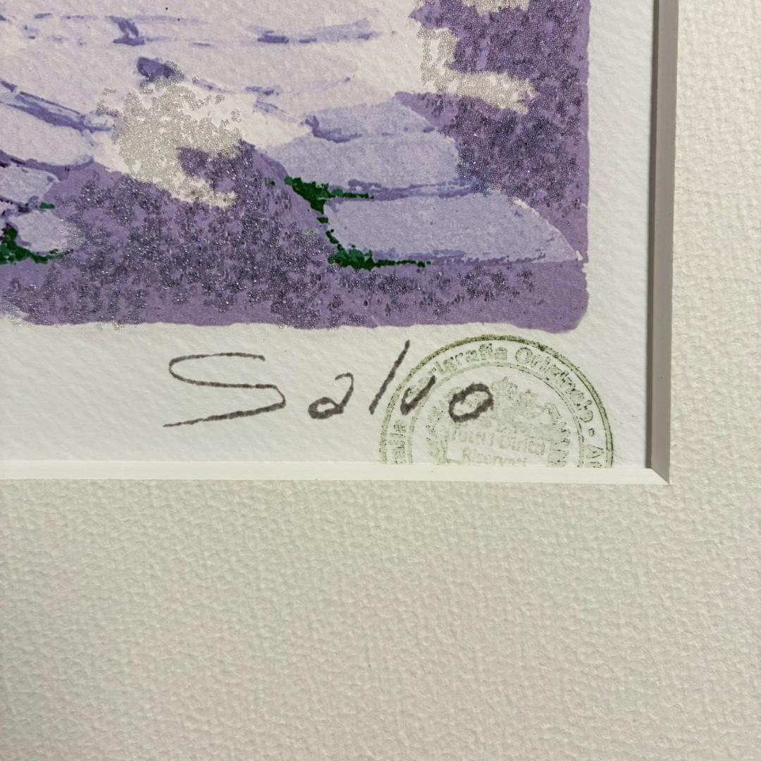 サルボ「エーゲ海 パノラマ」ミクストメディア 直筆サイン入 額装 イタリアの画家