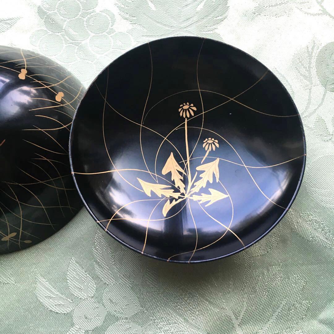 逸品　極上春の七草蒔絵　四方脚付膳　蓋付碗セット　C