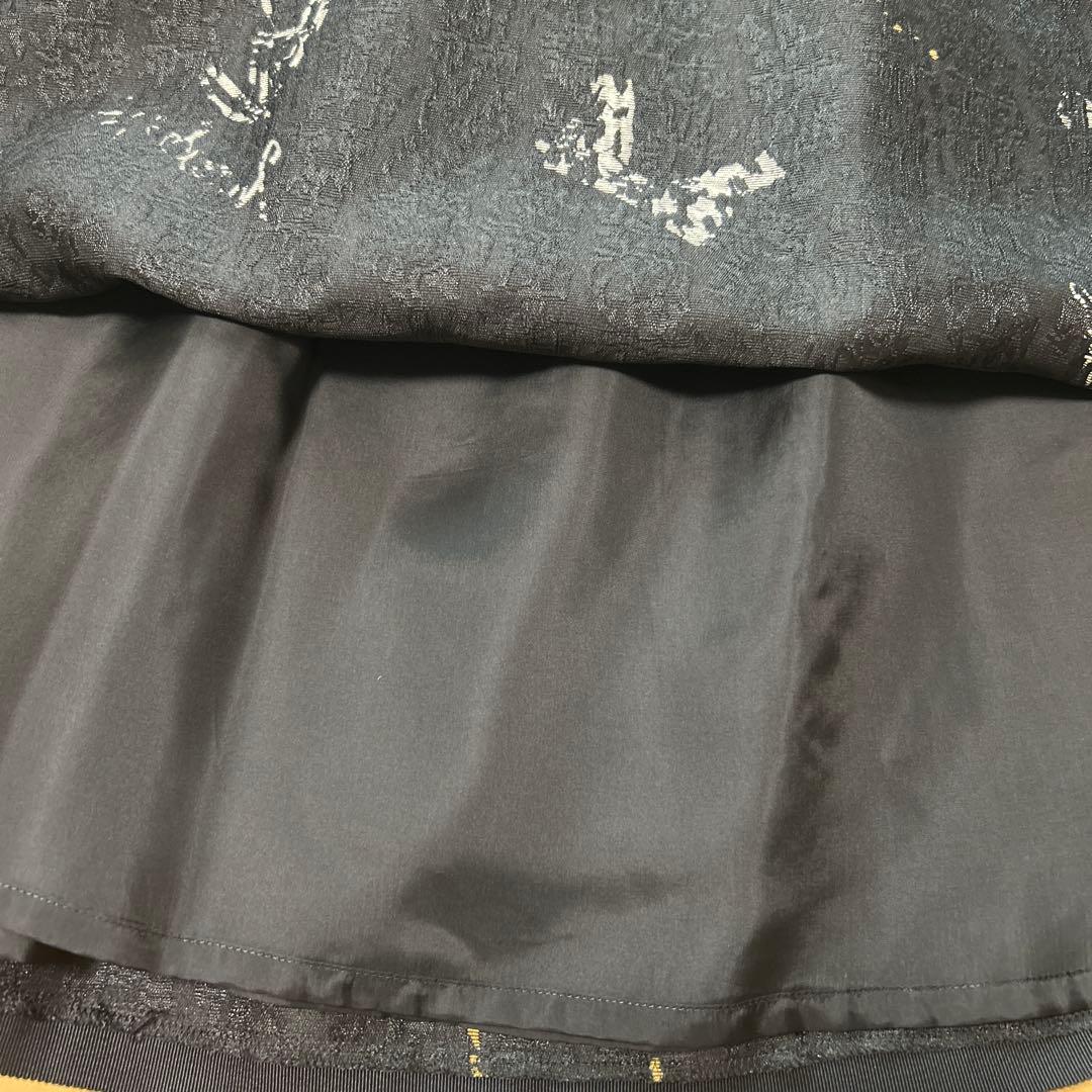 アラビン エムズグレイシー ジャガード織 黒 フレアスカート 40