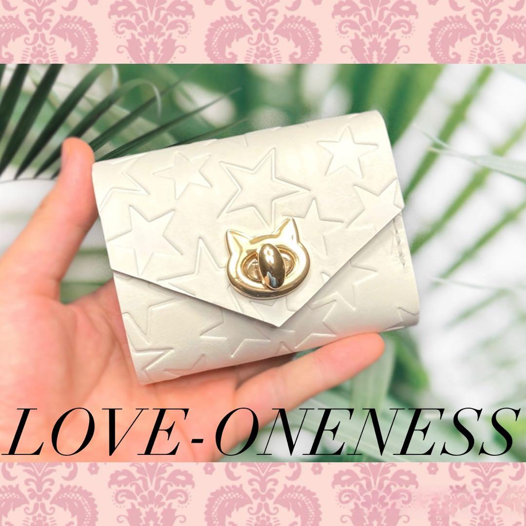 ❤【新作♪】【可愛さ×高級感♪】お洒落可愛い猫のコンパクトミニ財布♪星柄ホワイト