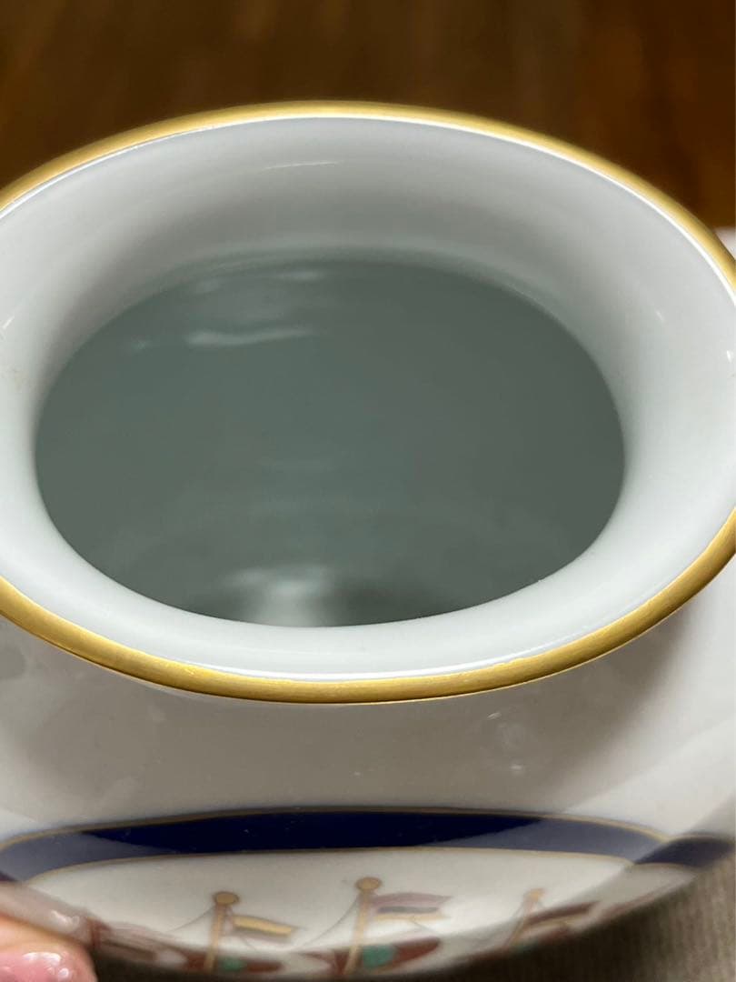 香蘭社 南蛮渡来船 ハイライン 阿蘭陀 オランダ 金彩 花瓶