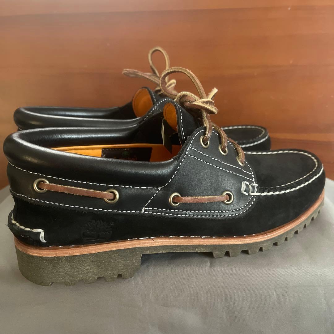 ティンバーランド ブラックレザー デッキシューズ 19529 25cm