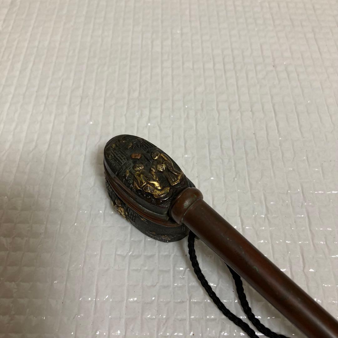 レトロ 時代物 珍品 細密金工象嵌 矢立 古民具 昔の文房具 骨董品 古道具