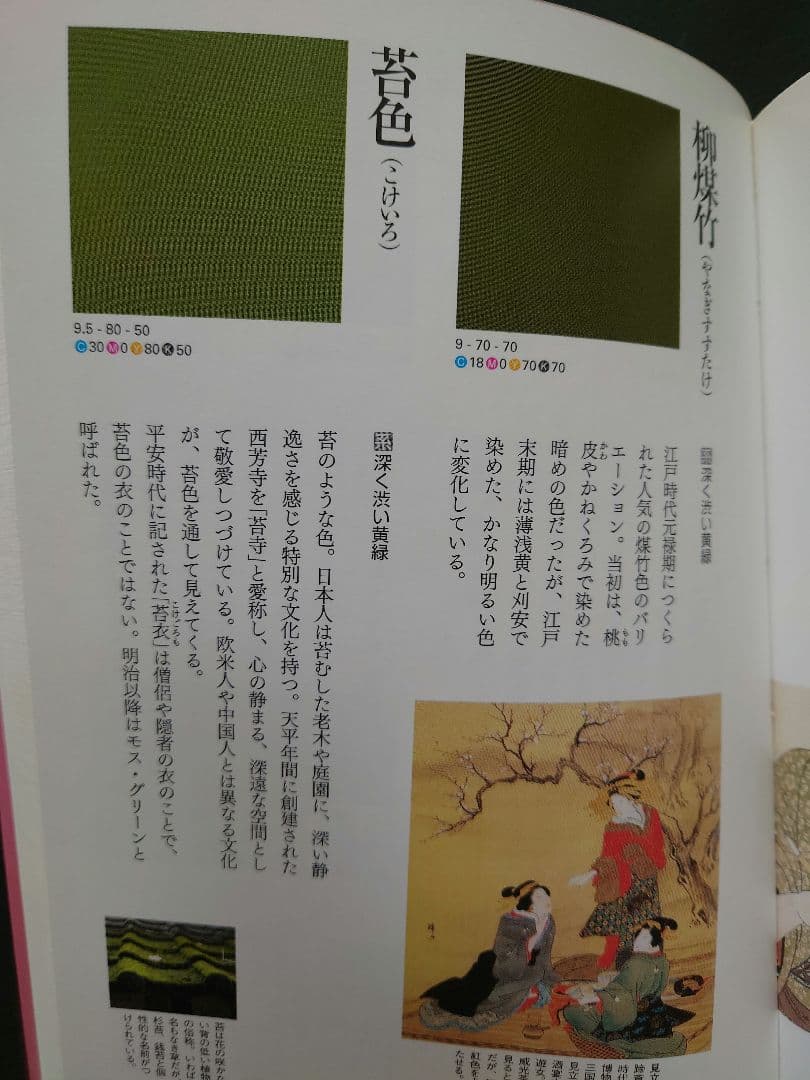 市松人形の着物　薄手の縮緬　振り袖　古布　袷　比翼付き　15号52cm用　緑系